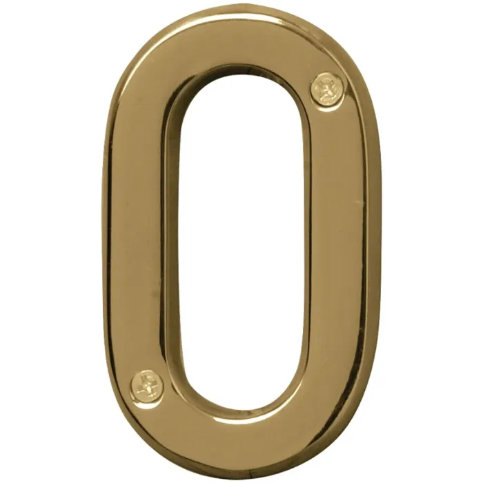 Hy-Ko Prestige Series BR-42PB/0 House Number, Character: 0, 4 in H Character, Brass Character, Solid Brass