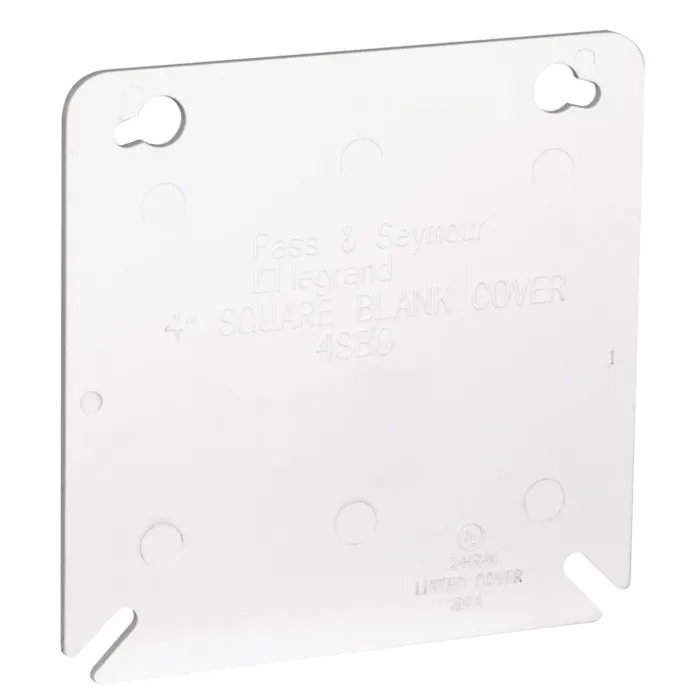 Pass & Seymour 4-Inch Square Flat Blank Cover (White)