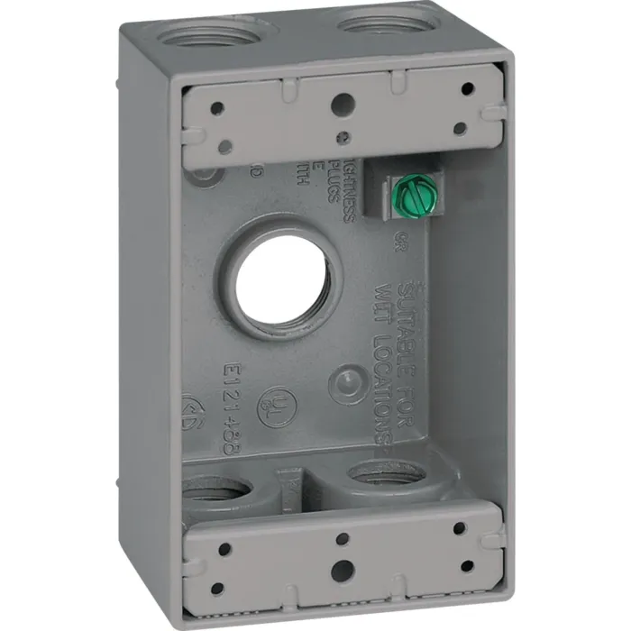 Bell Southwire Single Gang 1/2 In. 5-Hole Gray Weatherproof Junction Box