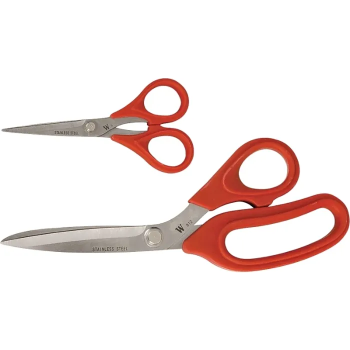 Apex Tool Group Crescent Wiss WHCS2 Scissor Set, Stainless Steel Blade, Soft Touch Handle, Black/Red Handle