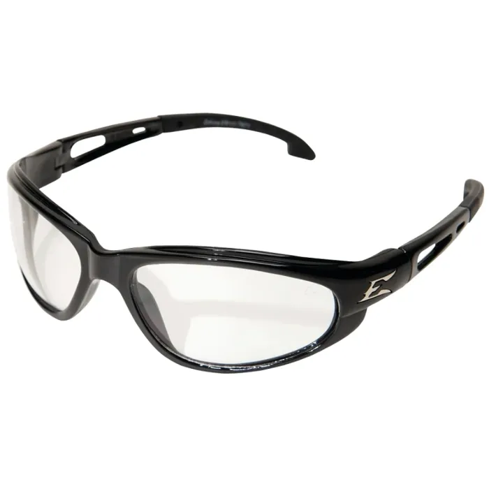 Edge Eyewear Edge SW111 Non-Polarized Safety Glasses, Clear Lens, Black Frame, Unisex, Polycarbonate Lens, Full Frame, Nylon Frame