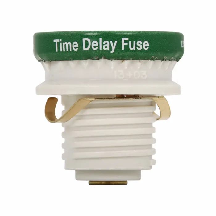 Edison Eaton Bussmann series Type SL plug fuse, plug fuse, time delay, packaging quantity 4, 30 A, 125 Vac, 10 kAIC (RMS Symmetrical) interrupt rating, 10 kA short circuit rating, threaded mount, rejection base