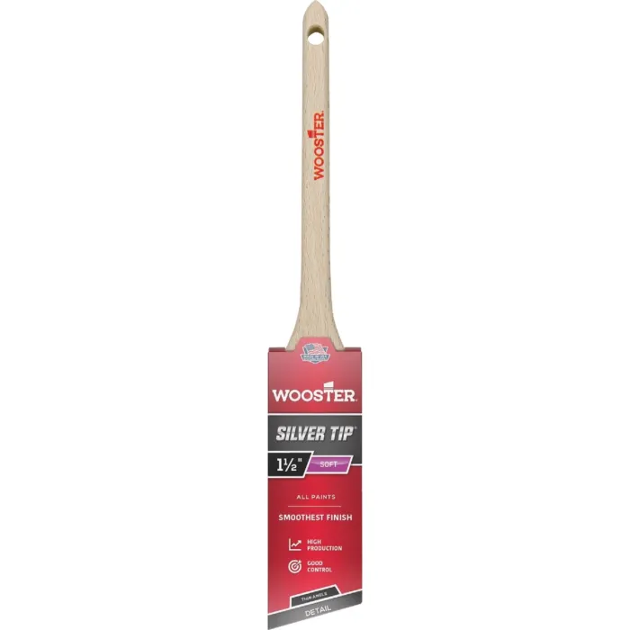 WOOSTER Silver Tip 1-1/2 in. Angle Sash Brush Rattail Handle