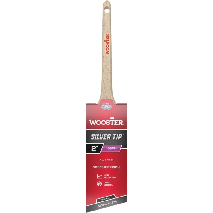 WOOSTER Silver Tip 2 in. Angle Sash Brush Rattail Handle