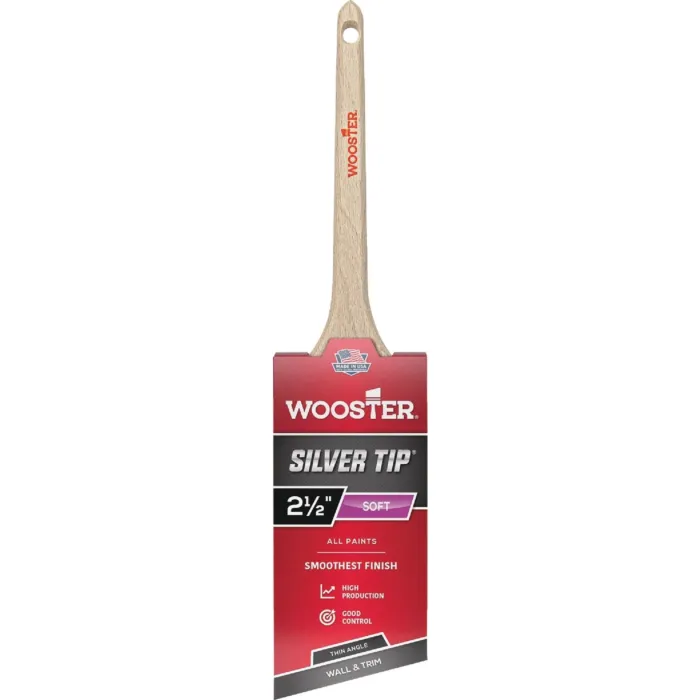 WOOSTER Silver Tip 2-1/2 in. Angle Sash Brush Rattail Handle