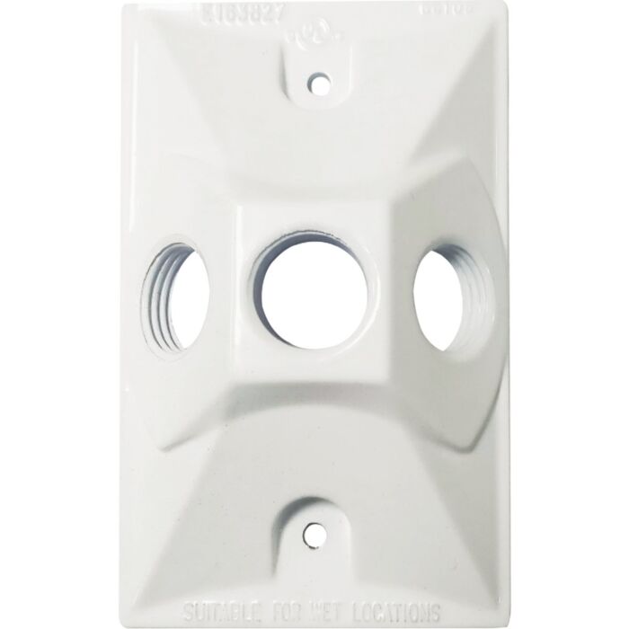 Bell Southwire Single Gang Weatherproof 3-Hole White Rectangular Cover