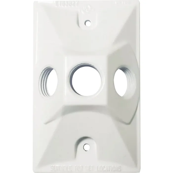 Bell Southwire Single Gang Weatherproof 3-Hole White Rectangular Cover