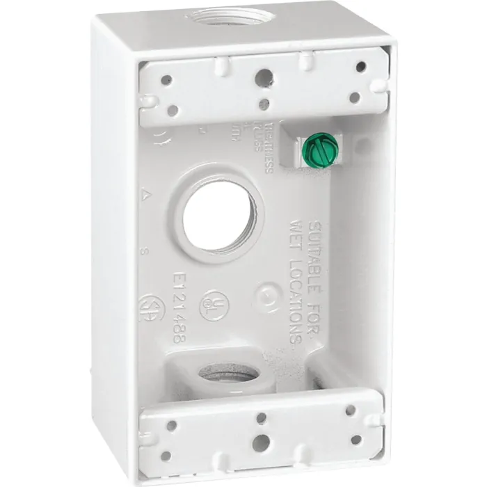 Southwire Single Gang 1/2 In. 3-Hole White Weatherproof Junction Box