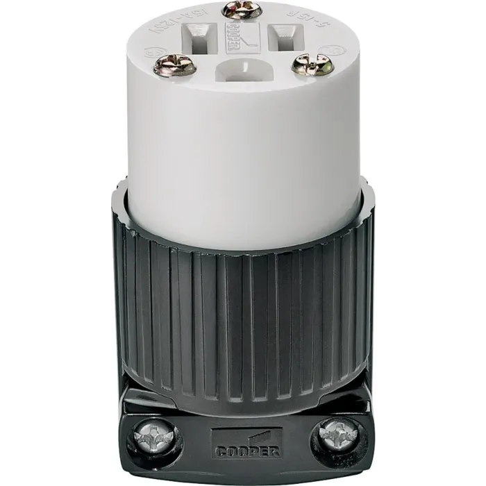 Pass & Seymour 15A, 125V Extra-Hard Use Spec-Grade Connector, Black and White