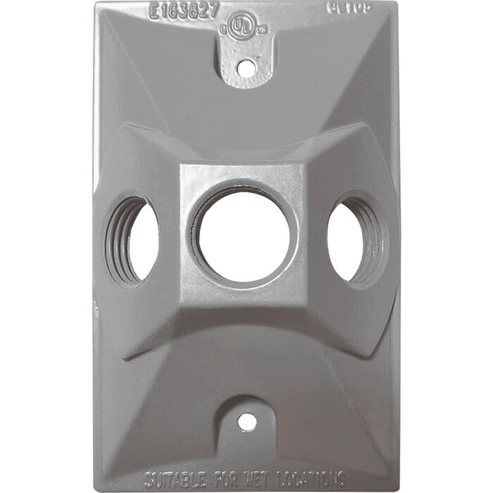 Bell Southwire Single Gang Weatherproof 3-Hole Gray Rectangular Cover