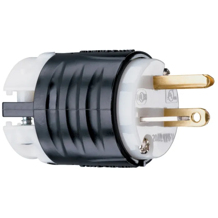 Pass & Seymour 20A, 125V Extra-Hard Use Spec-Grade Plug, Black and White