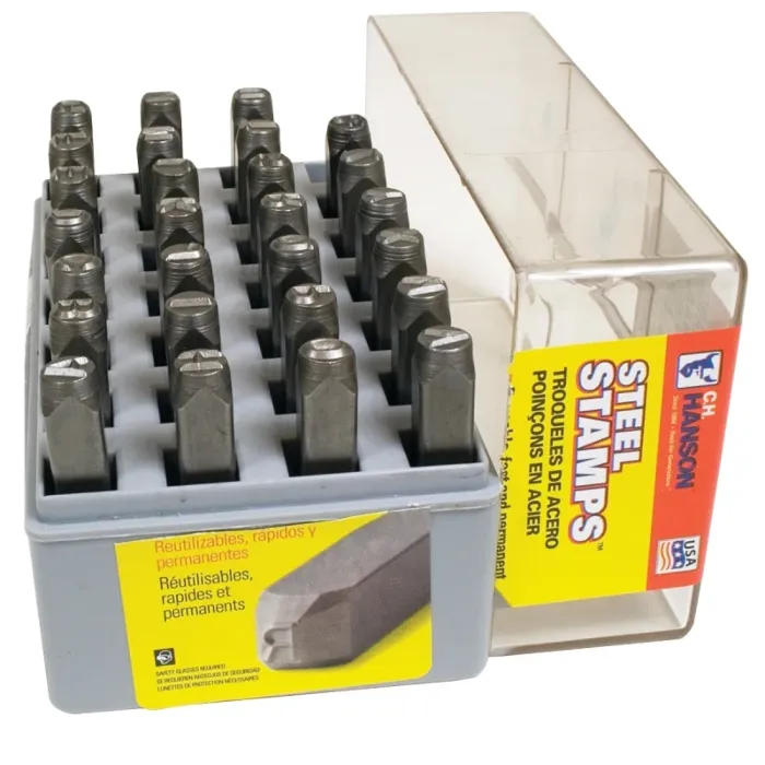 CH Hanson 20300 Letter Stamp Set, 27-Piece, Steel, Specifications: 1/4 in Character, 3/8 x 2-5/8 Shank