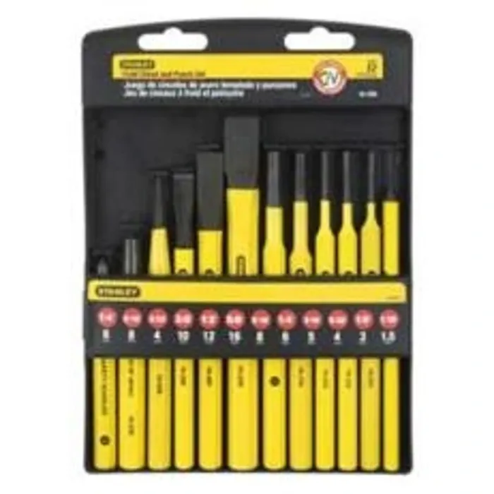 Stanley STANLEY 16-299 Punch and Chisel Kit, 12-Piece, Steel, Powder-Coated
