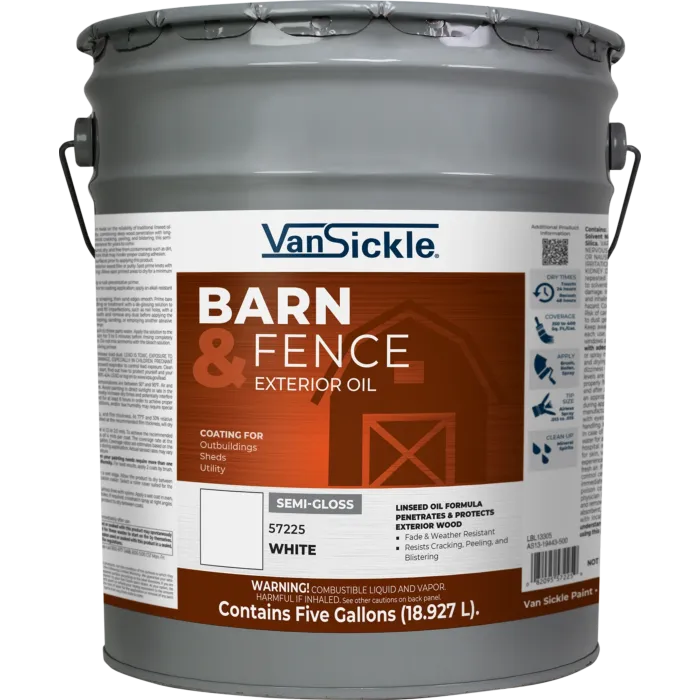 Van Sickle Barn & Fence Exterior Oil Semi-Gloss White 5 Gallon