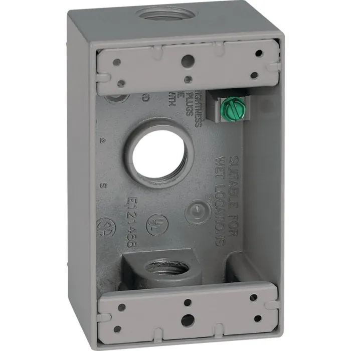 Bell Southwire Single Gang 1/2 In. 3-Hole Gray Weatherproof Junction Box