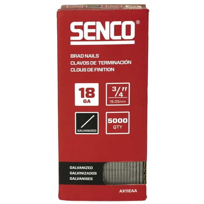 Senco AX11EAA Nail, 3/4 in L, 18, Steel, Electro-Galvanized, Brad, Medium Head, Smooth Shank