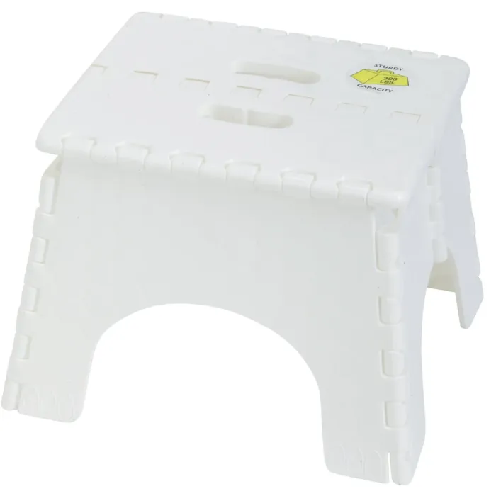 B & R Plastics E-Z Foldz 9 In. White 1-Step Folding Step Stool