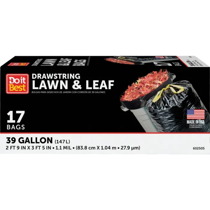 Do it Best Drawstring Lawn & Leaf Bag (Black - 17pk) 39 gal