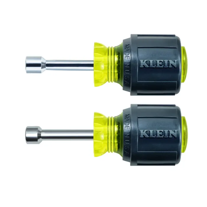 Klein Tools Nut Driver Set, Magnetic Stubby Nut Drivers, 1-1/2-Inch Shaft, 2-Piece