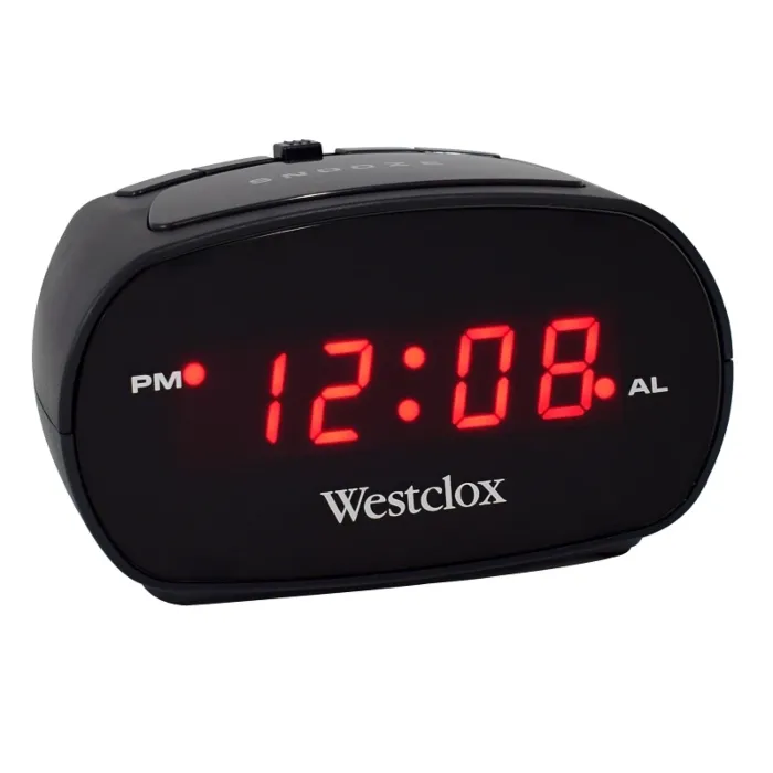 Westclox 70044A Alarm Clock, LED Display, Black Case
