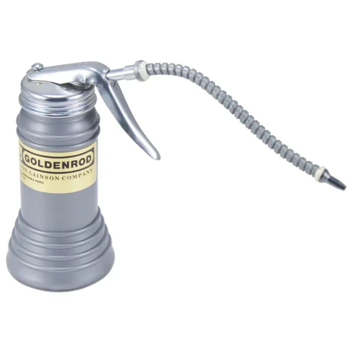 DL Goldenrod 606S Pistol Pump Oiler, 6 oz Capacity, Flexible Spout, Plastic, Gray