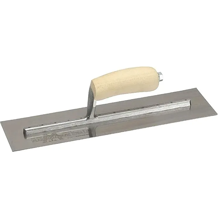 Marshalltown MXS62 Finishing Trowel, 12 in L Blade, 4 in W Blade, Spring Steel Blade, Curved Handle, Wood Handle
