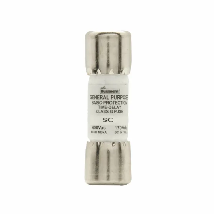 Bussmann Eaton Bussmann series SC fuse, Current-limiting fast acting fuse, Rejection style, 6 A, Class G, Non-indicating, Ferrule end x ferrule end, 100 kAIC at 600 Vac,10 kAIC at 170 Vdc, Standard, 600 V, 170 Vdc