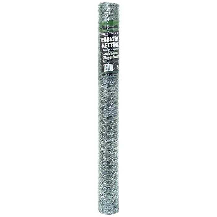 Jackson Wire 12 01 19 16 Poultry Hex Netting, 25 ft L, 36 in W, 20 Gauge, Hexagonal Mesh, 1 in Mesh, Galvanized