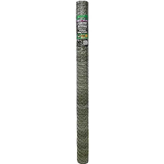 Jackson Wire 12 01 20 16 Poultry Hex Netting, 25 ft L, 48 in W, 20 Gauge, Hexagonal Mesh, 1 in Mesh, Galvanized