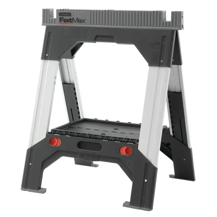 Stanley STANLEY 011031S Adjustable Leg Sawhorse, 2500 lb, 2-1/8 in W, 32 to 39 in H, 27-3/16 in D, Polypropylene