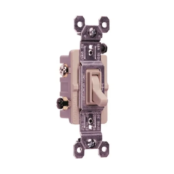 Pass & Seymour Toggle Switch, 15 A, 120V, 3-Way, Light Almond, 7 pk