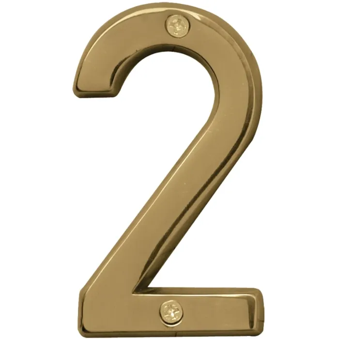 HY-KO Hy-Ko Prestige Series BR-42PB/2 House Number, 2.938 in W x 6.875 in H Dimensions, Character: 2, 4 in H Character