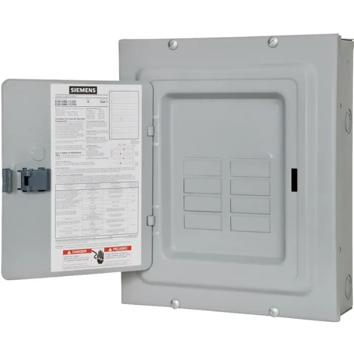 Siemens Murray E E0816ML1125S Load Center, 125 A, 8 -Space, 16 -Circuit, Main Lug, NEMA 1 Enclosure, Gray