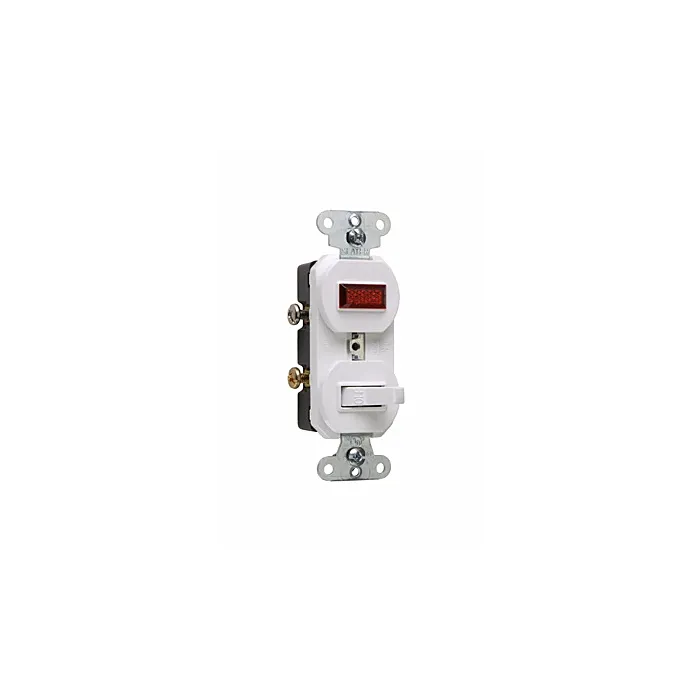 Pass & Seymour Single-Pole Combination Switch and Pilot Light, White