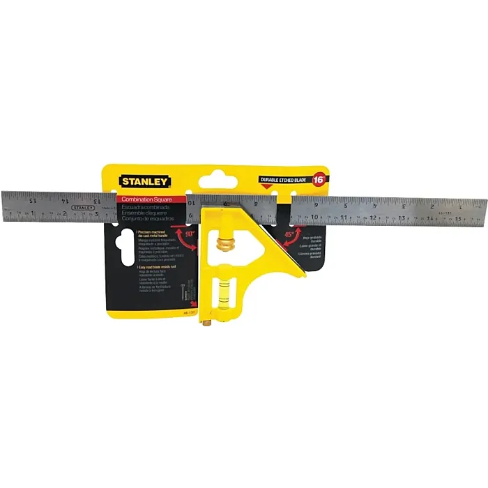 Stanley STANLEY 46-131 Combination Square, 1 in W Blade, 16 in L Blade, SAE Graduation, Stainless Steel Blade