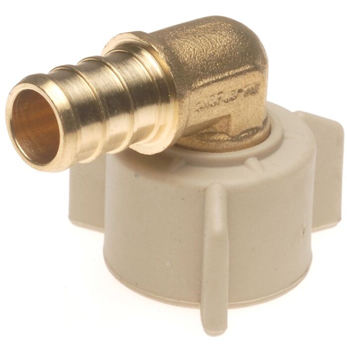SHARKBITE Apollo APXFAE1212 Swivel Pipe Elbow, 1/2 in, FPT, 90 deg Angle, Brass, 12/CT