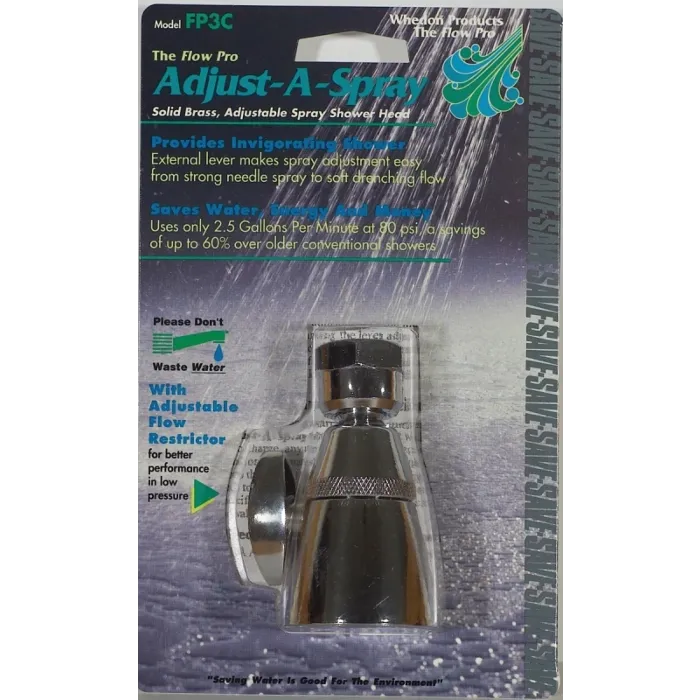 Whedon FP3C Shower Head, 2.5 gpm, 1/2 in Connection, Female, Brass, Chrome, 2 in Dia