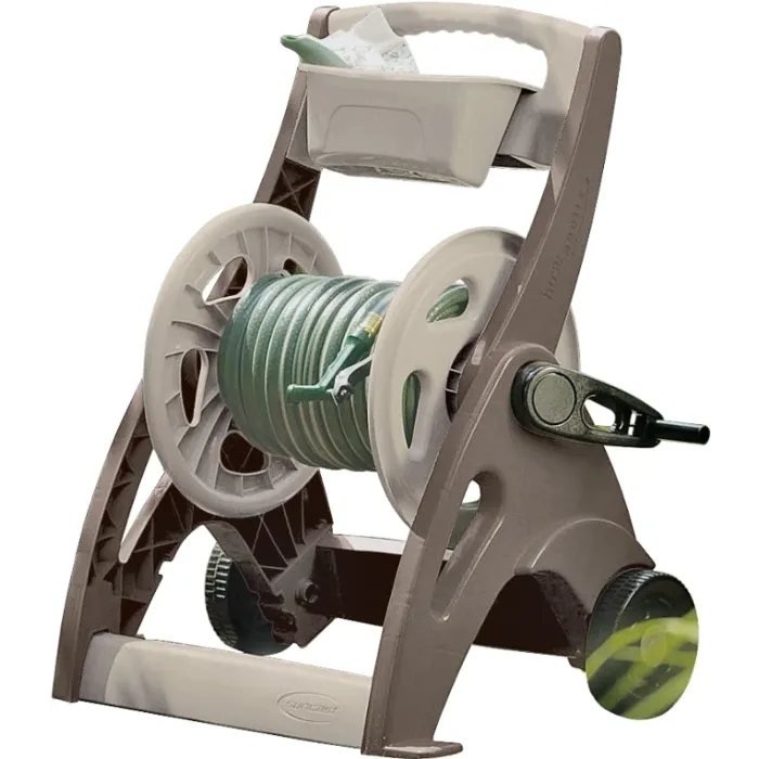 Suncast 225 Ft. x 5/8 In. Taupe & Bronze Hosemobile Resin Hose Reel with Storage Bin