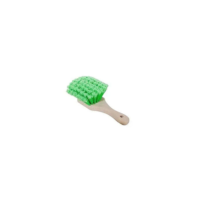 Magnolia Brush Short Handle 8 in Fender Brush with Green Flagged Plastic Bristles