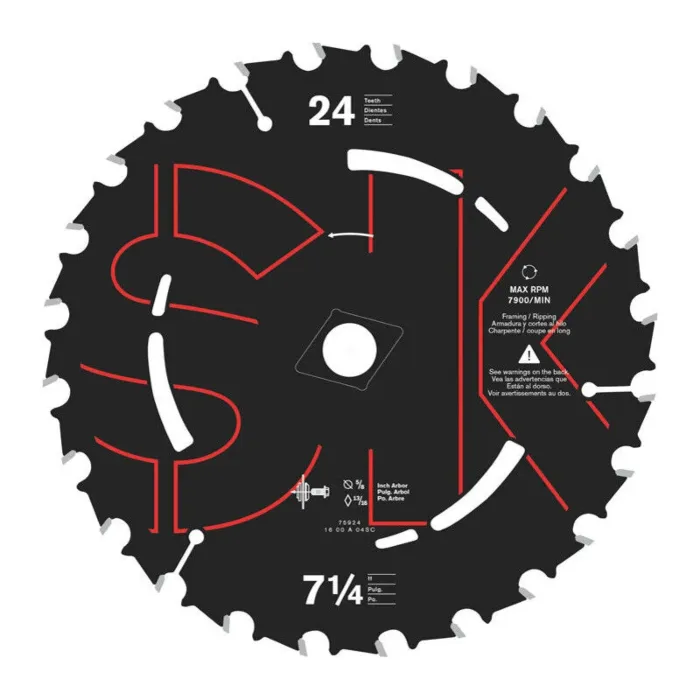 SKIL Chervon North America 7-1/4 in Carbide Carbide Tipped Steel Circular Saw Blade