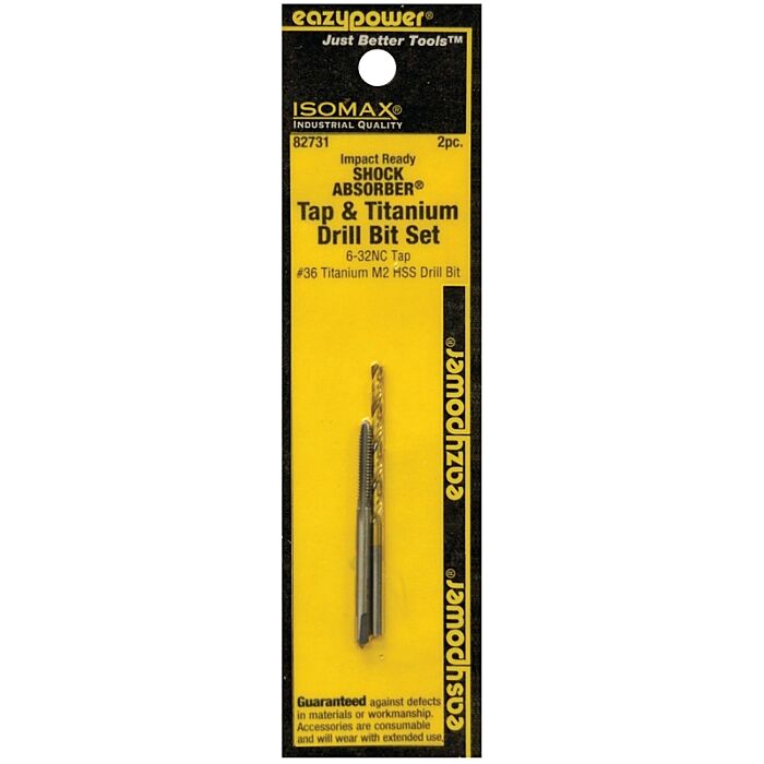 Eazypower 82731 Tap and Drill Set, 6-32 Thread, Titanium
