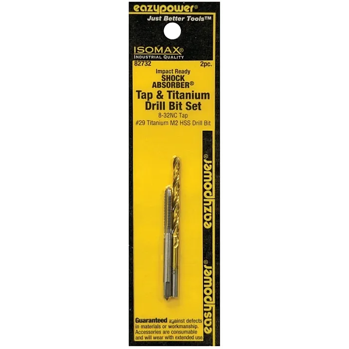 Eazypower 82732 Tap and Drill Set, 8-32 Thread, Titanium