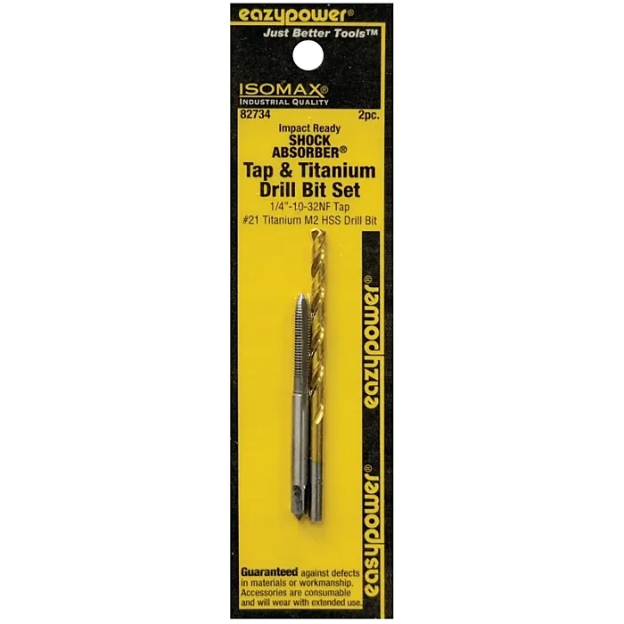Eazypower 82734 Tap and Drill Set, 10-32 Thread, Titanium