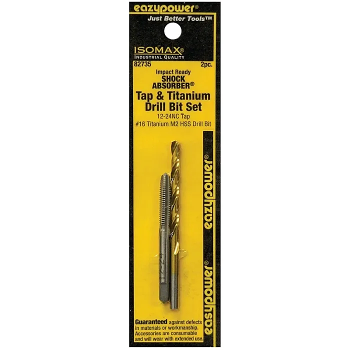 Eazypower 82735 Tap and Drill Set, 12-24 Thread, Titanium