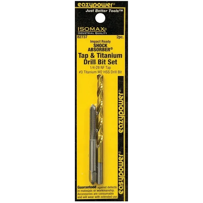 Eazypower 82737 Tap and Drill Set, 1/4-28 Thread, Titanium
