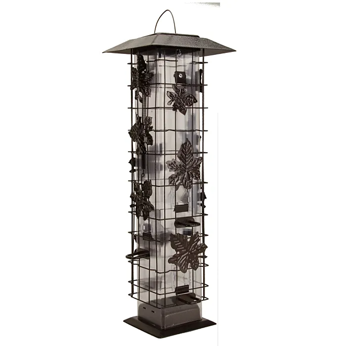 Perky-Pet Squirrel-Be-Gone Tube Bird Feeder (Bronze/Metal Leaf Design) 2 lb