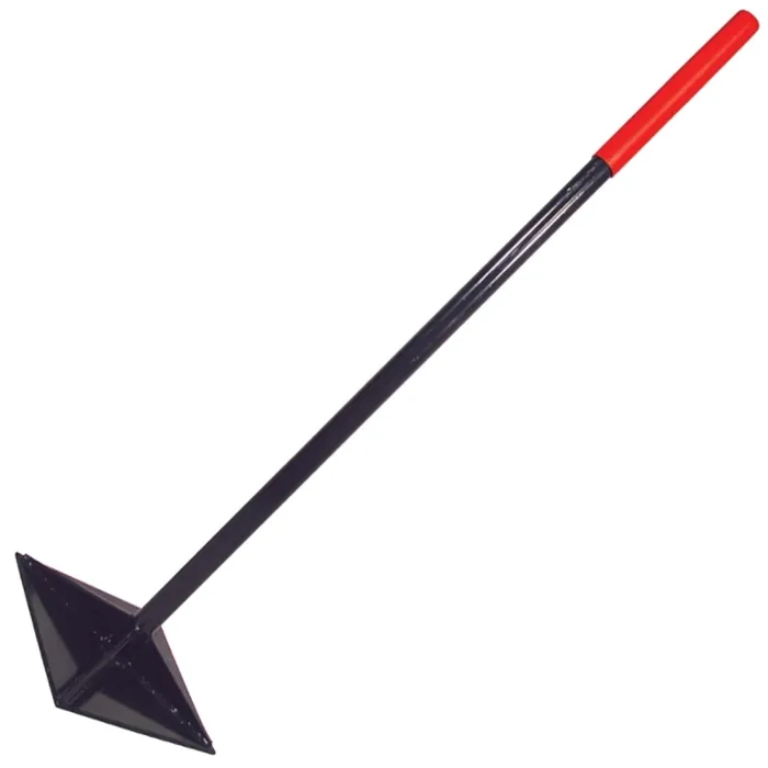 Razor-Back 30005 Dirt Tamper, 10 in L Blade, 10 in W Blade, Steel Blade, Steel Handle, 44.4 in L Handle