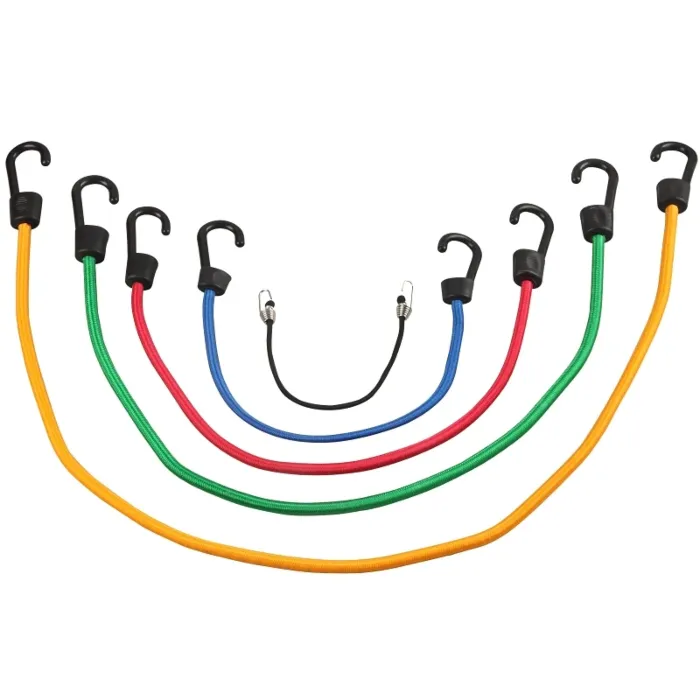 ProSource FH64030 Stretch Cord Set, Polypropylene, Black/Blue/Red/Green/Yellow, Hook End