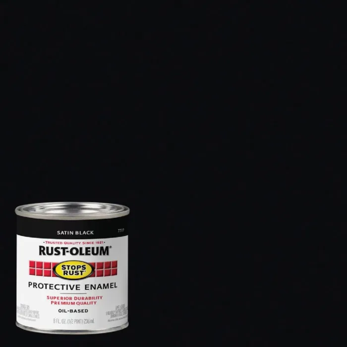 Rustoleum Stops Rust Protective Enamel Brush-On Paint (Satin - Black) 1/2 pt
