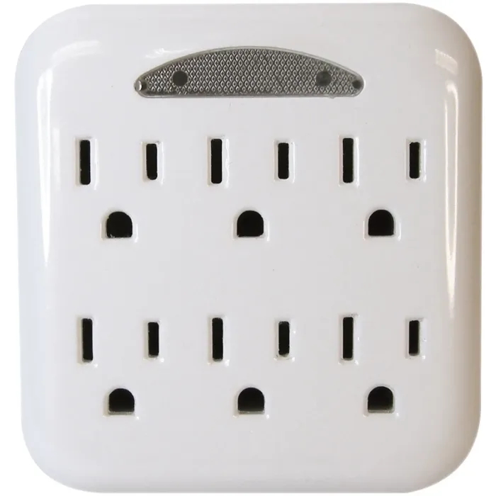 PowerZone OR801105 Outlet Tap, 125 V, 6-Outlet, White
